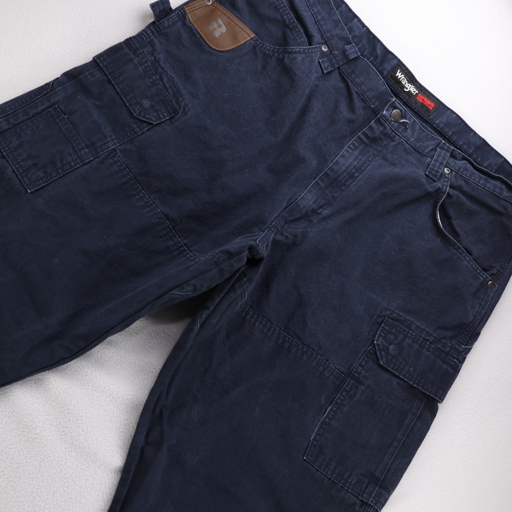 Wrangler Riggs Workwear Mens Navy Blue Ranger Cargo‎ Pants 3W060NY 40x35 Cotton